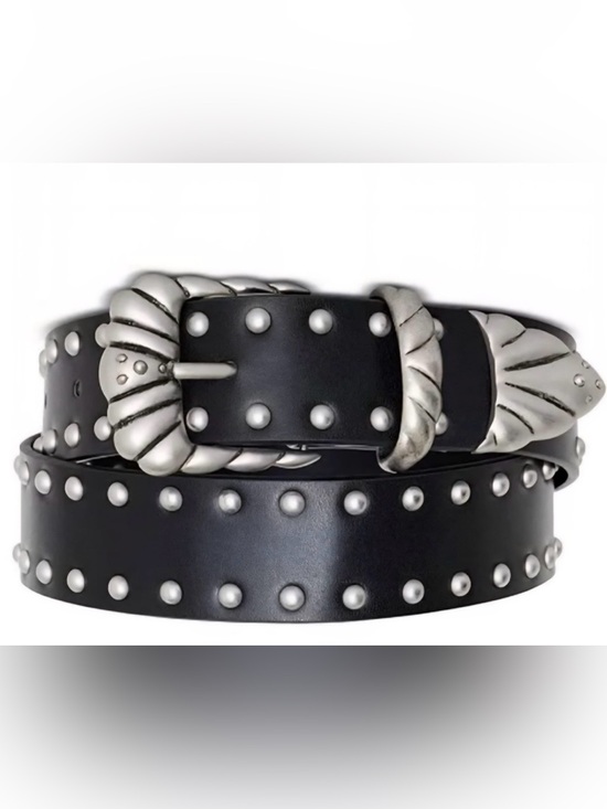 Good American Accessories - Good American Black Leather Studded Belt w/ Dust Bag BNWT XXS/XS Western